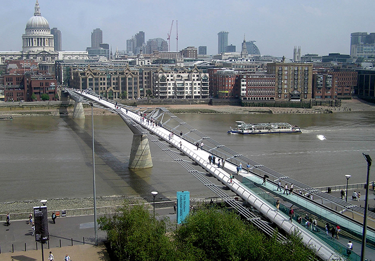 An image shows the London Millennium Footbridge.